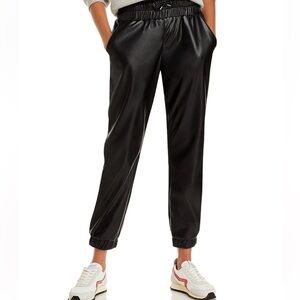 Joie Black Faux Leather Joggers